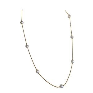 Necklace Napier Station Chain Imitation Pearl Beaded 24" Gold Tone Long SKU2979